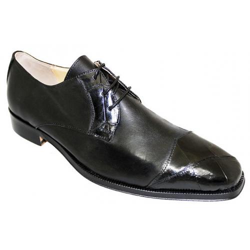 Fennix Italy 4020 Black Genuine Alligator / Suede Shoes.